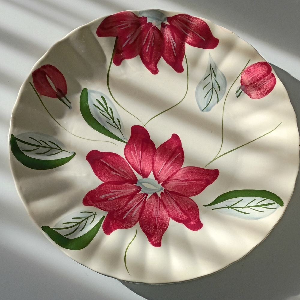 Vintage Hand Painted Southern Potteries Inc Tennessee Plate Poinsettia Flower
